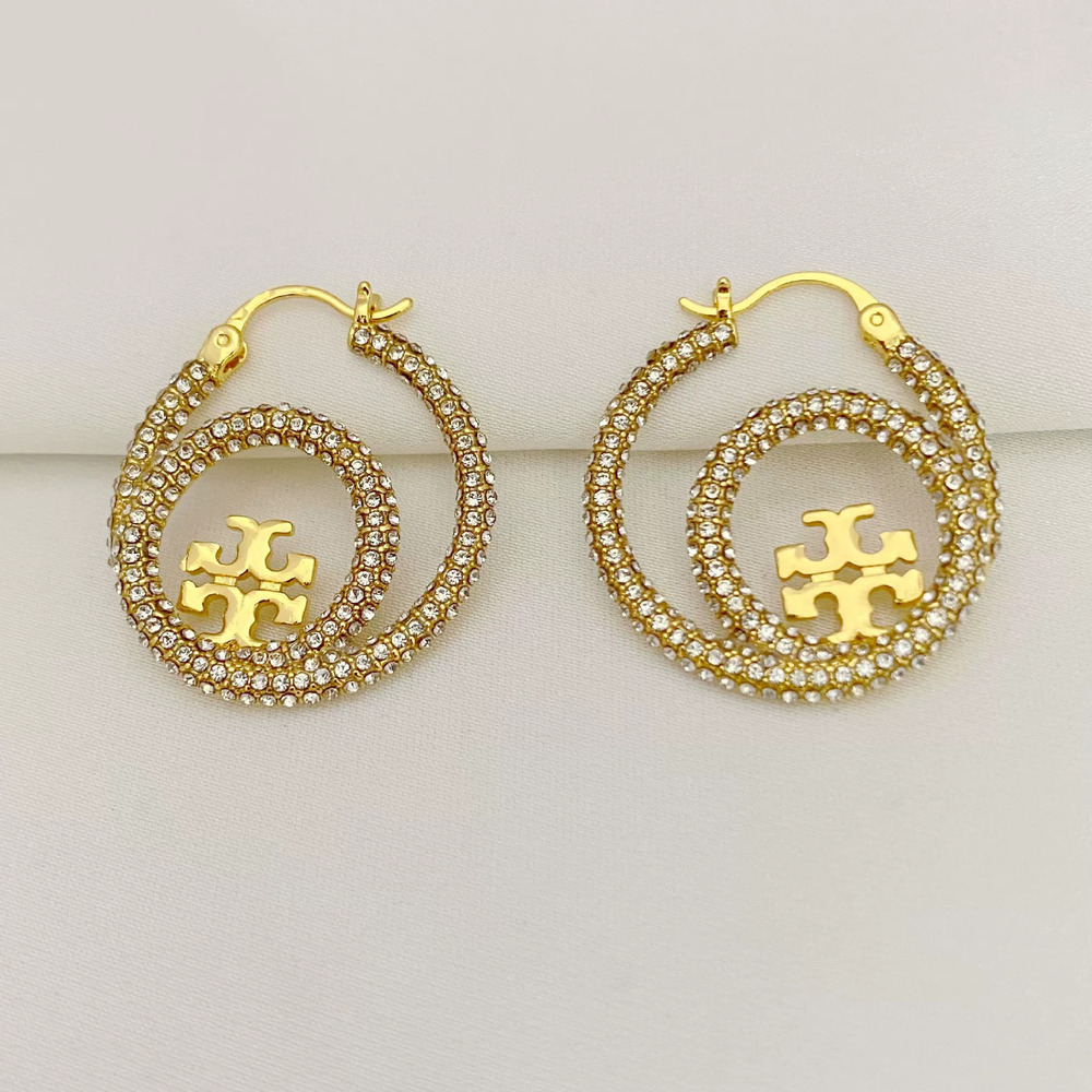 Tory Burch Rhinestone Letter Earrings